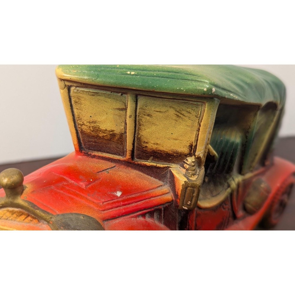 Vintage Antique Car Coin Banks Wall Hanging Tabletop Red Blue Pair Resin 7 Inch - Picture 15 of 16
